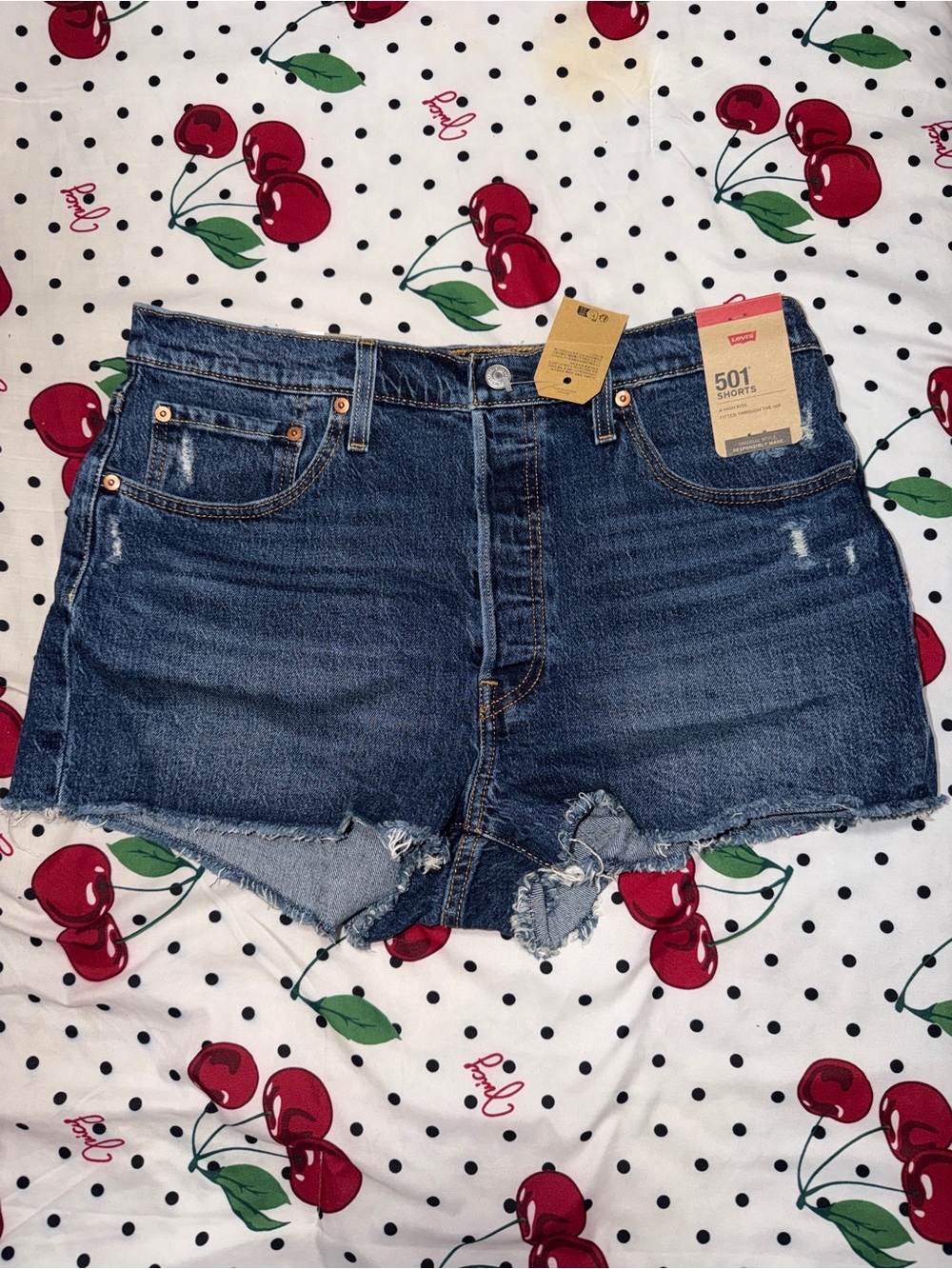 Levi's Blue Distressed Denim Cutoff Shorts